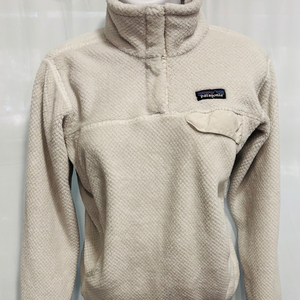 Patagonia Re-Tool Snap-T Pullover Fleece Cream Jacket Polartec Women Small